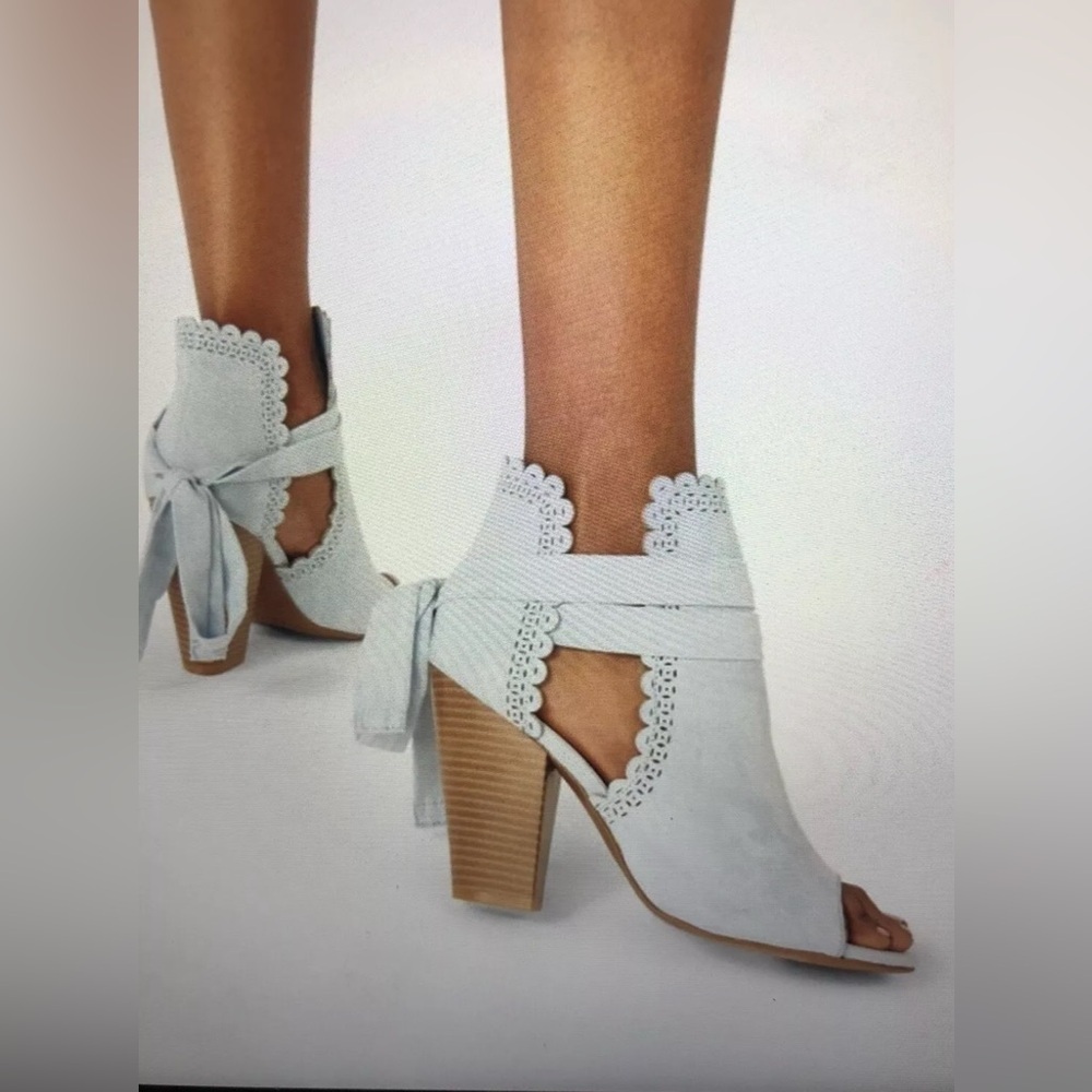 JustFab Just For Fun Scalloped Open Toe Bootie Sz 10